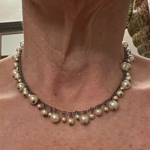 Faux pearl and and silver necklace.